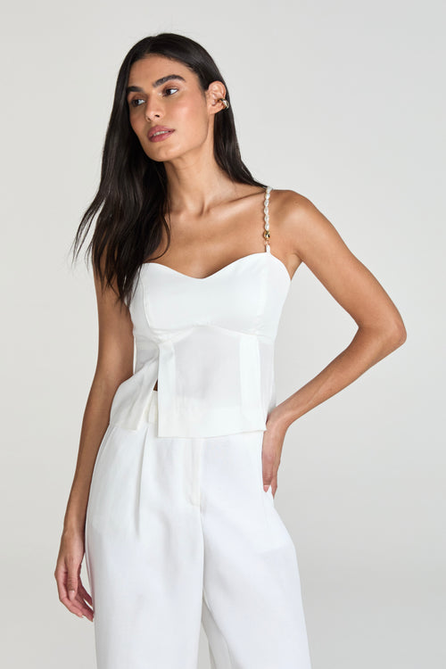 BLUSA ALÇAS PEROLAS - BRANCO