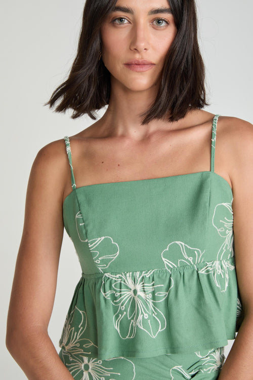 CAMISETA BORDADO FLOR - LIMONE