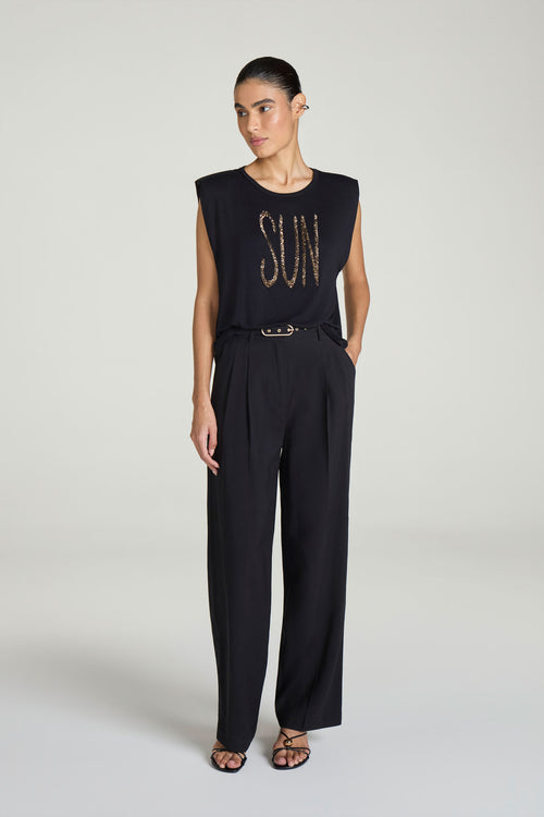CALÇA COM CINTO FORRADO - PRETO