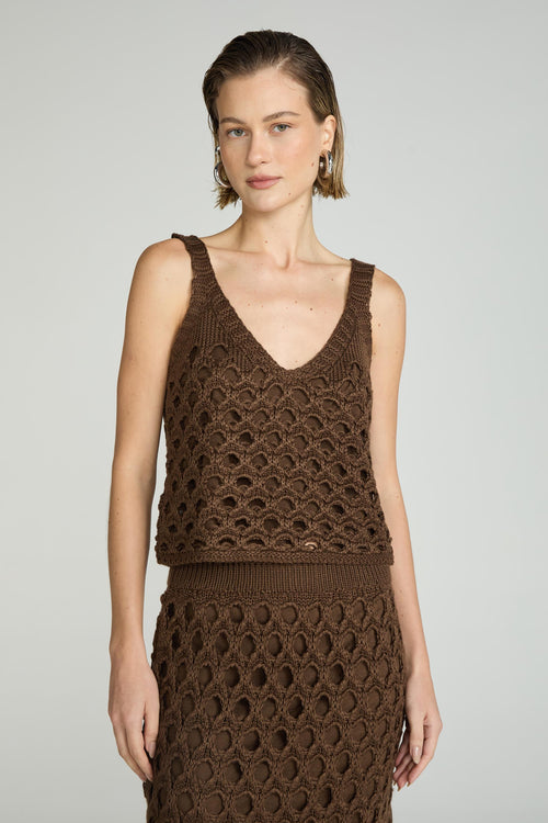 BLUSA TRICOT RENDADO POA - TOFFEE