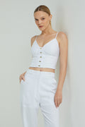 CROPPED LINHO DETALHE METAL - BRANCO