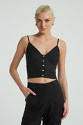 CROPPED LINHO DETALHE METAL - PRETO