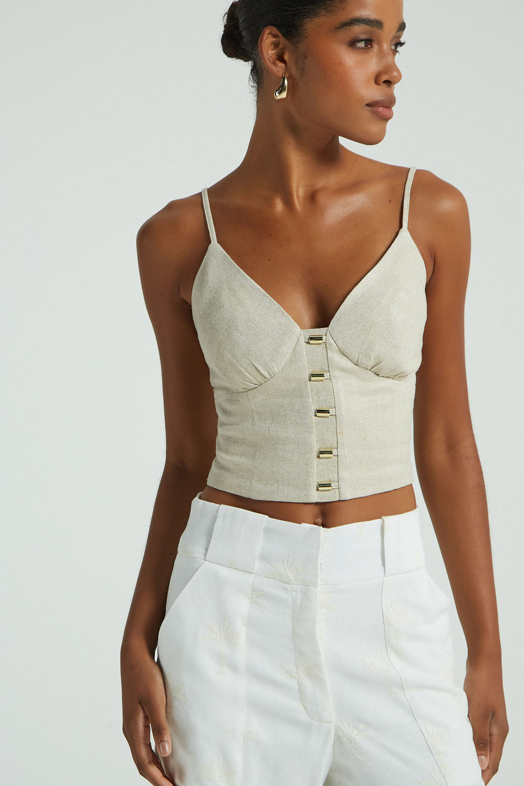 CROPPED LINHO C/ FOIL DET METAL - DOURADO