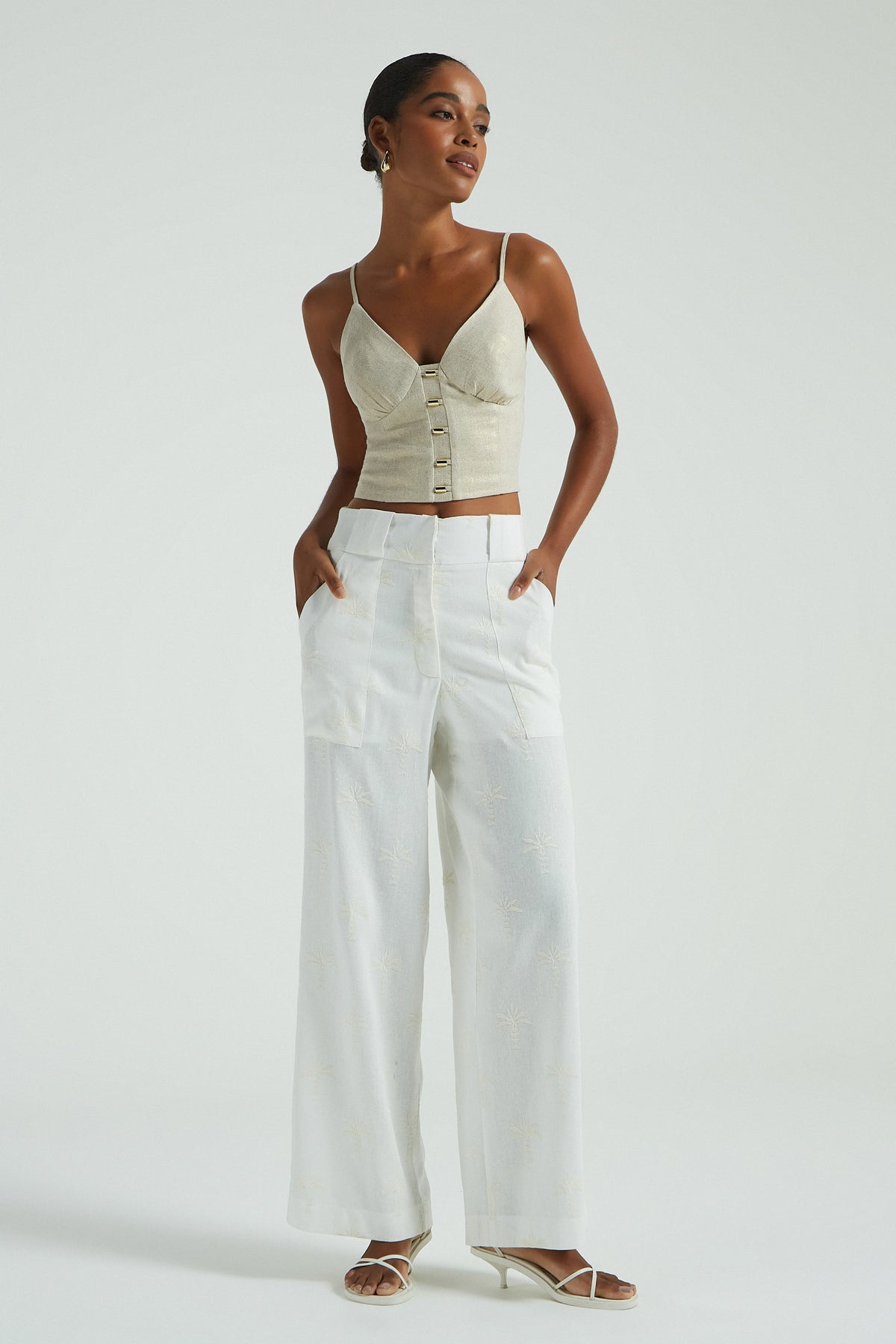 CROPPED LINHO C/ FOIL DET METAL - DOURADO