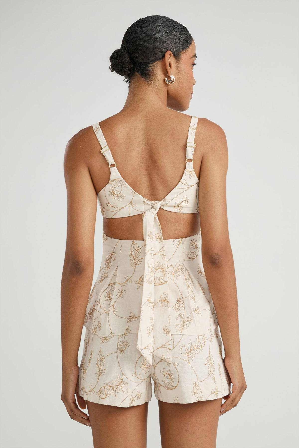BLUSA PEPLUM LINHO BORDADO - PALHA