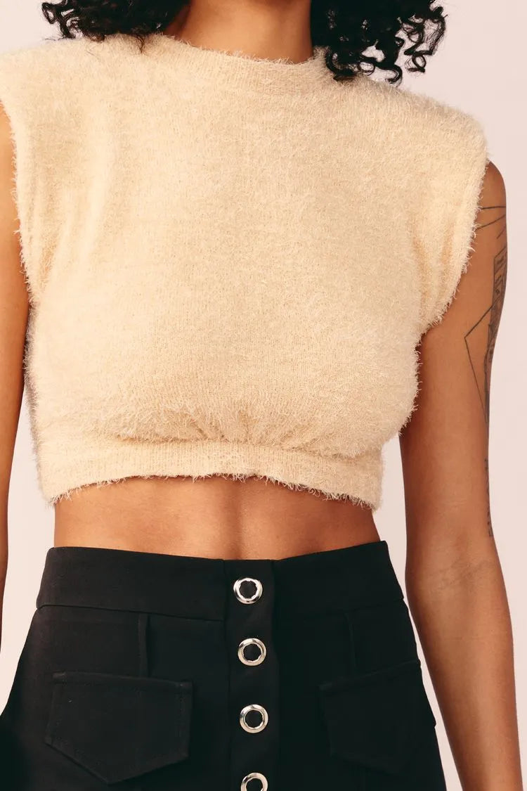 CROPPED COM OMBREIRAS COM PELO - CREME